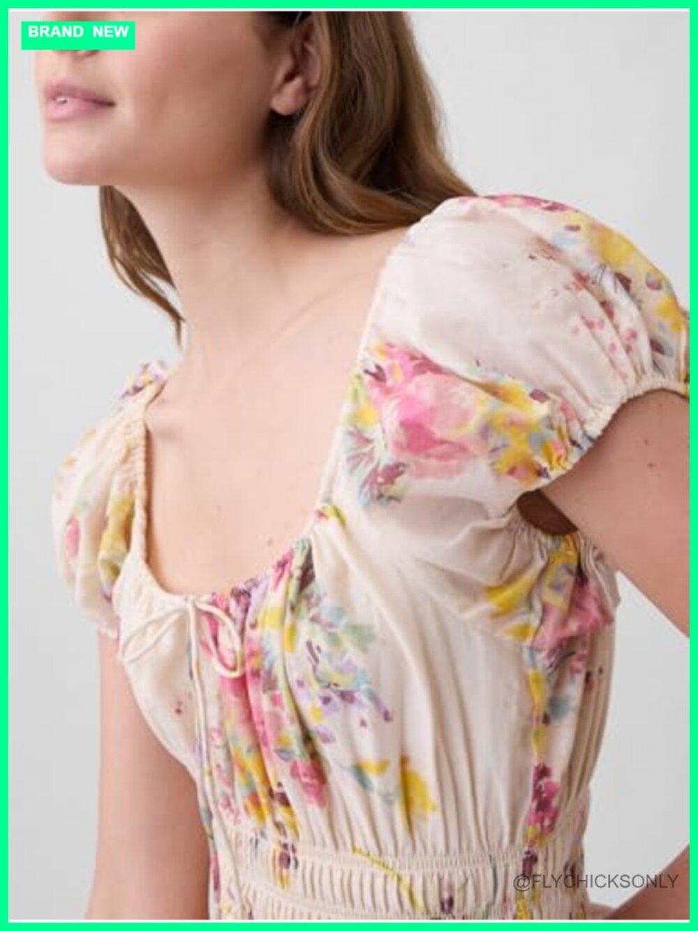 Short Sleeve Smocked Midi Dress A-Line Crew Neck Casual - Picture 3 of 4